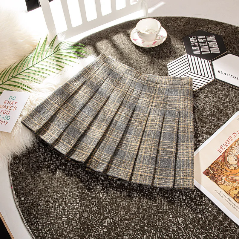 

New Korean Fashion Plaid Skirts Women High-waisted Pleated Skirt Cute Girl Harajuku Vintage Plaid Mini Skirts Sports Teen 2021