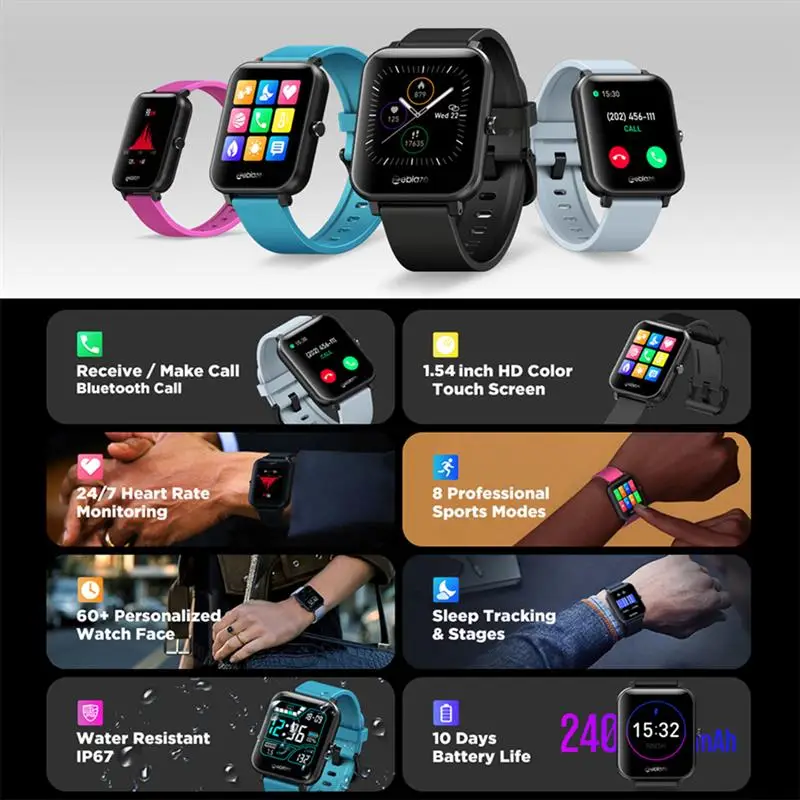 

New Zeblaze GTS Bluetooth Calling Smartwatch IP67 Waterproof 1.54 inch DIY IPS Color Touch Screen Heart Rate Monitor Smart watch