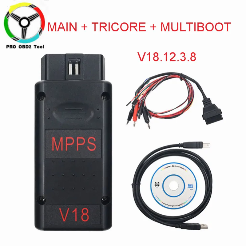 Новинка MPPS V18.12.3.8 основной + трехколесный многозагрузный OBD2 V18 с пробным тросом