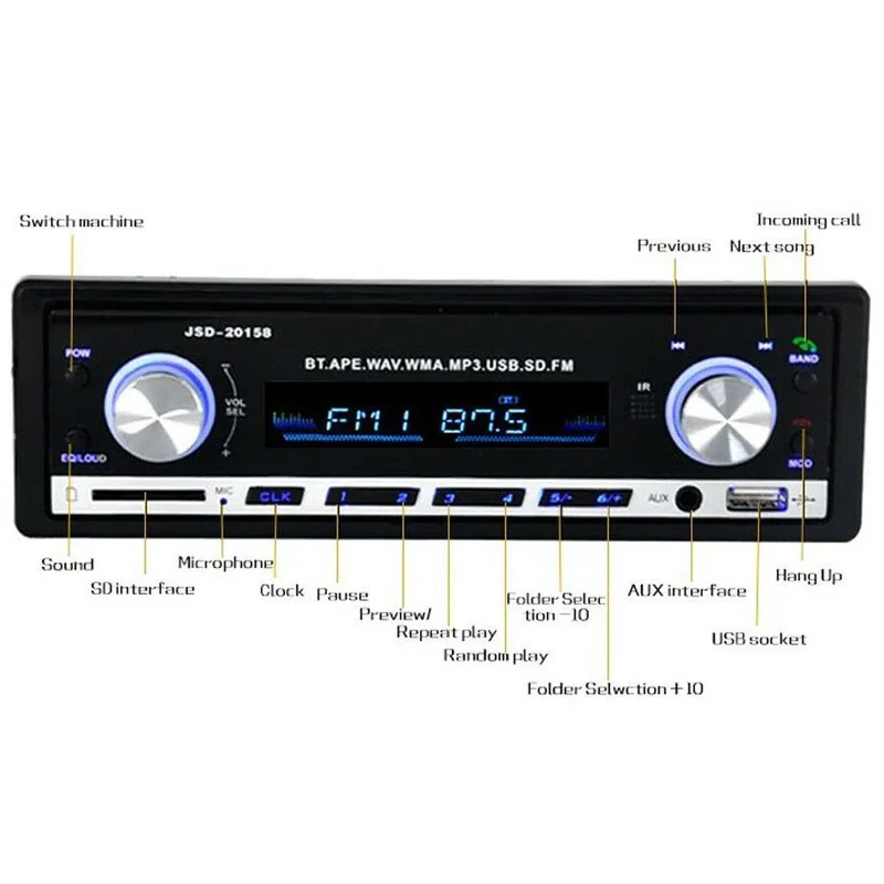 Автомобильная стереосистема 1 Din MP3 Bluetooth функция ручного звонков с зарядным