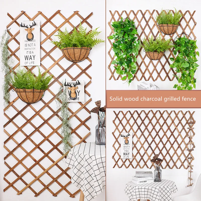 

Outdoor Carbonized Anticorrosive Wooden Fence Telescopic Wooden Net Wooden Fence Wall Grid Flower Rack Climbing Frame