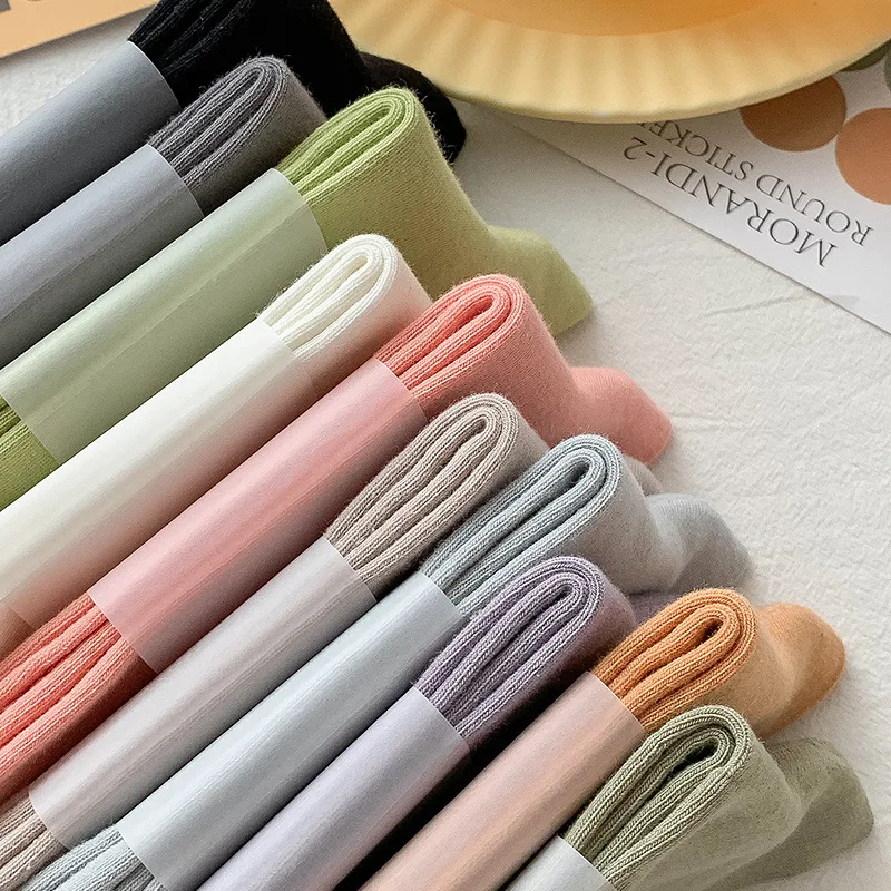 Women Socks New Fashion Candy Color Cotton Long Socks Girls Cute Korea Style Breathable Casual Cotton Socks Female Fashion