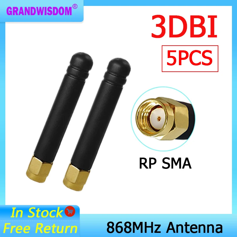 GRANDWISDOM 5pcs 868mhz antenna 3dbi sma female 915mhz lora antene pbx iot module lorawan signal receiver antena