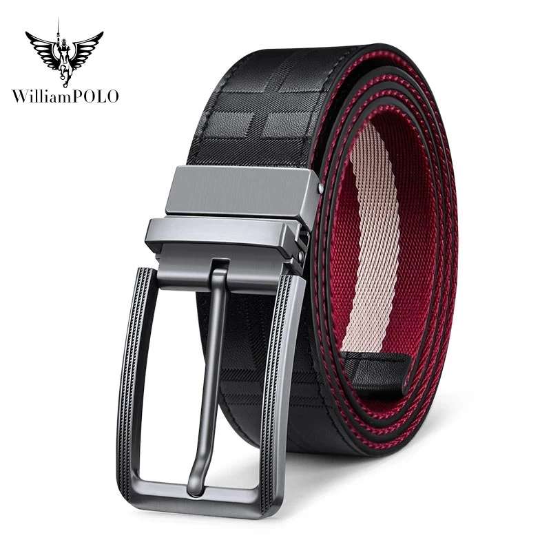 High-end double-sided pin buckle belt men's fashion dual-use casual canvas belt young people leather pin buckle trend jeans belt