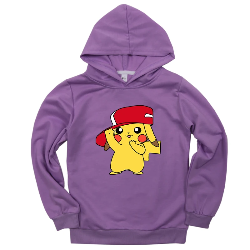 Hoodies 15 Новейшие толстовки с покемонами для маленьких мальчиков и девочек; свитер с принтом Пикачу; хлопковый повседневный спортивный свитер для подростков; сезон весна-осень - Цвет: Hoodies 15