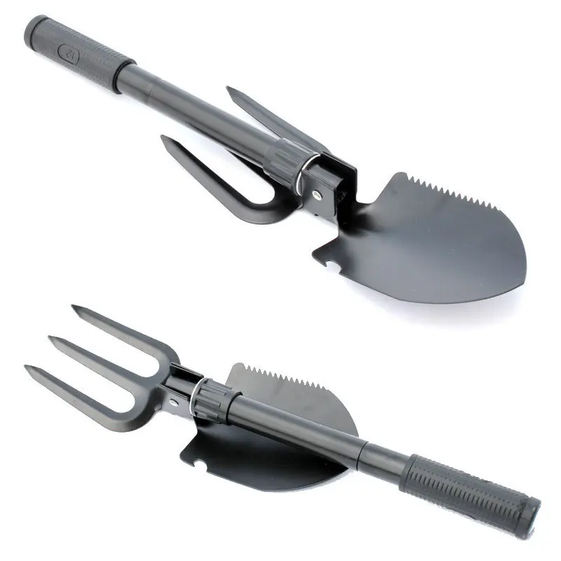 

New Set Of Tools Camping Small Foldable Multifunctional Folding Survival Shovel / Rake Outdoor Survival Tool For Camping Hiking