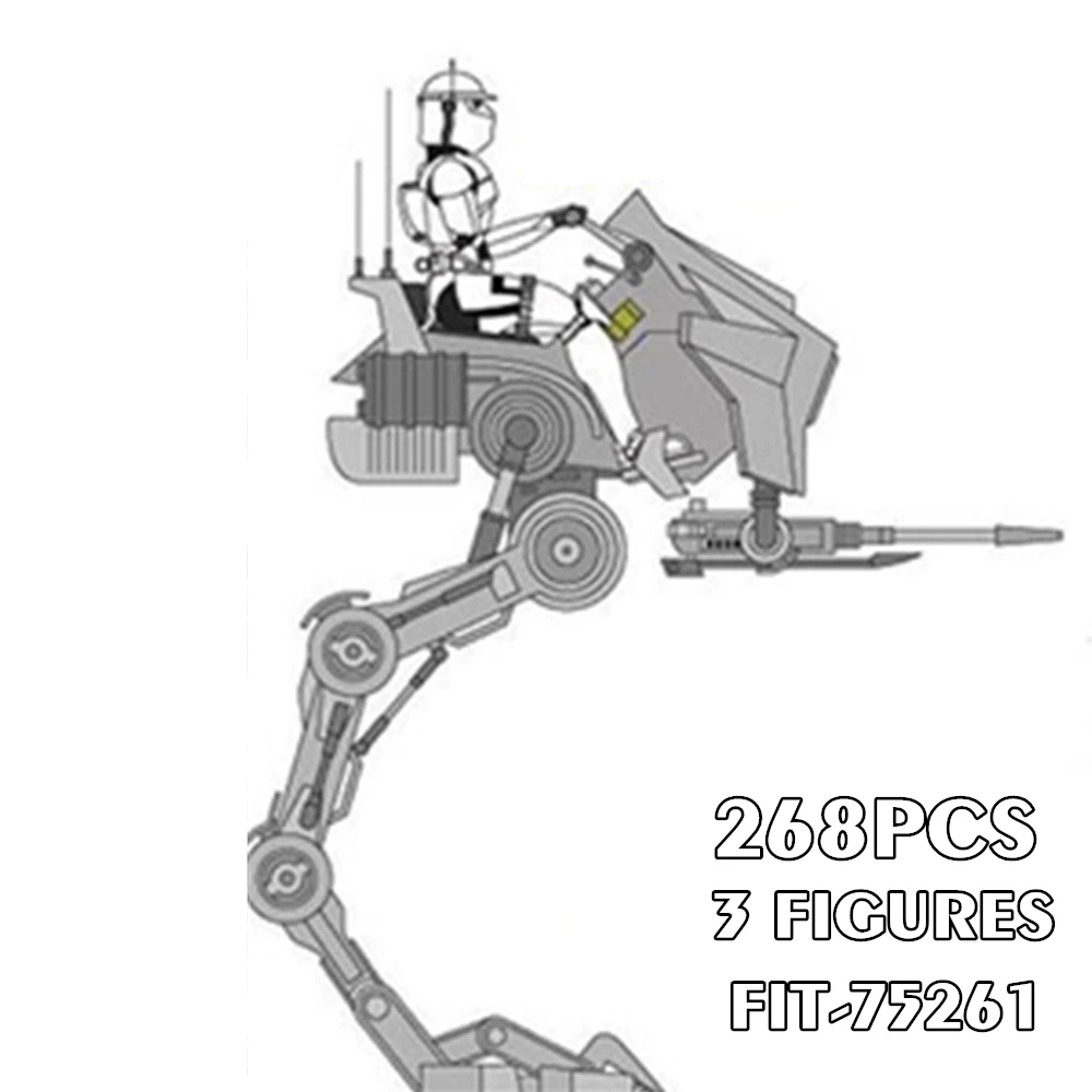 

New 268PCS 3 Figures 20th Edition Star SpaceShip Wars Dolls AT-RT Walker Building Blocks Bricks Kid Gift Toys