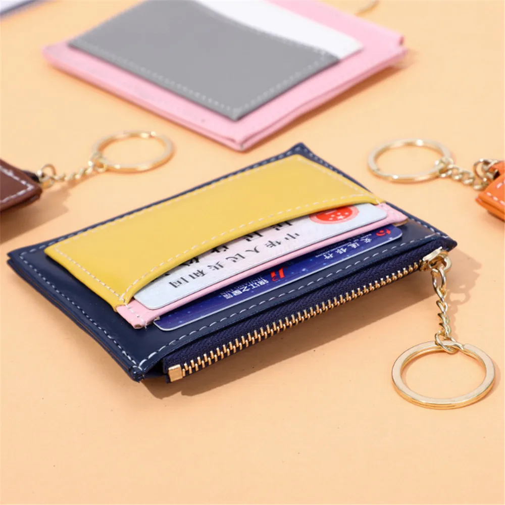 

Fashion Coin Purse Portable Business Name Id Credit Card Holder Keyring Wallet Money Pouch Bag Short Women Men Zipper Money Clip