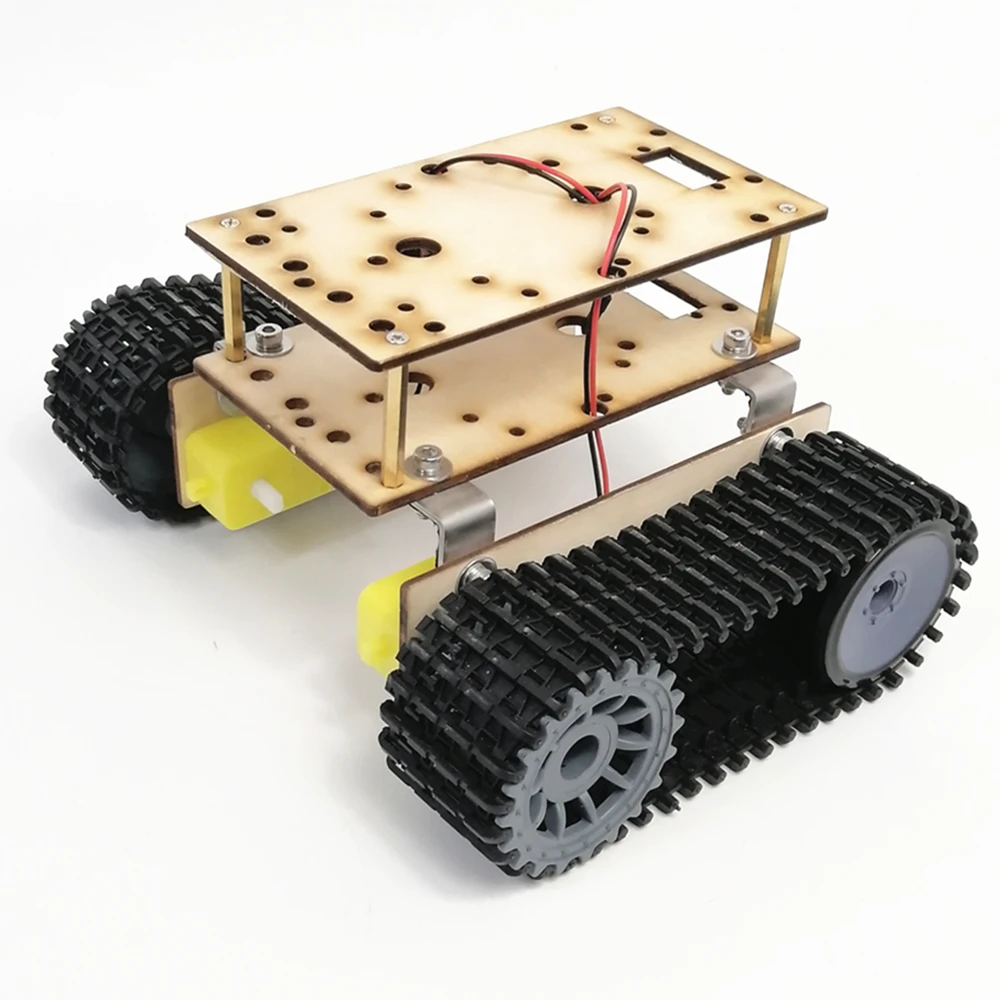 Economy robot double-layer wooden tank chassis TT motor 3-9v tracked intelligent car | Игрушки и хобби