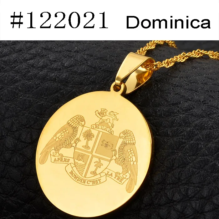 Anniyo Jamaica Haiti Nigeria Ghana домика подвеска с эмблемой ожерелья патриотические ювелирные изделия для женщин девушек#121821 - Окраска металла: Dominica