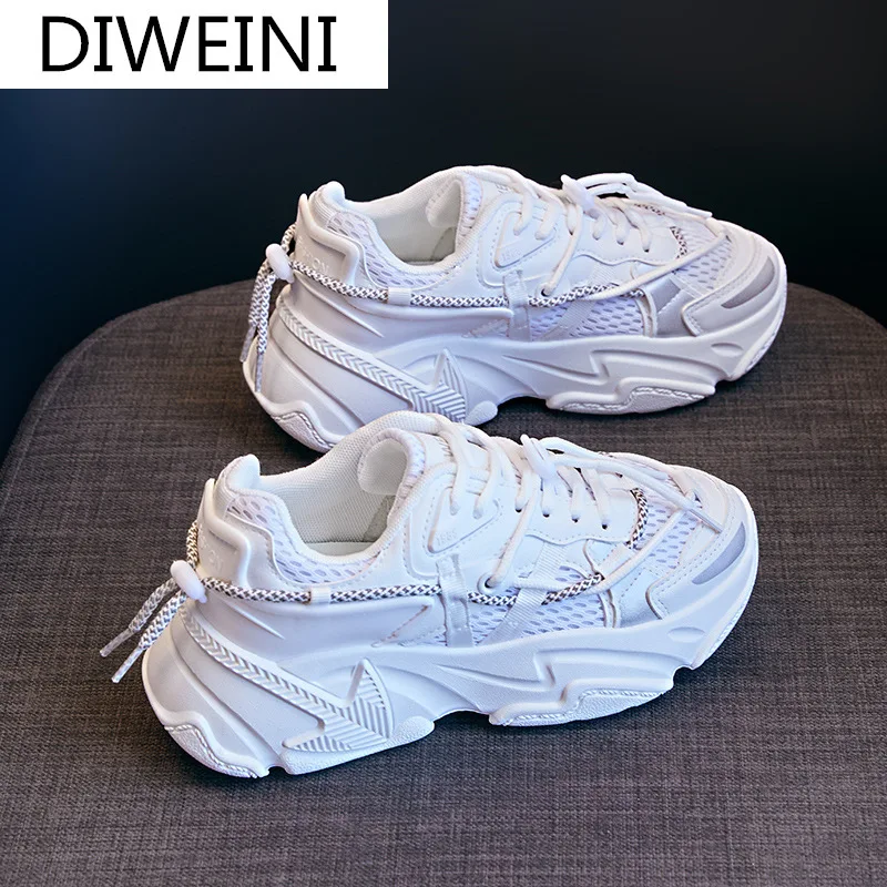 

2021 Fashion Women's Shoes Lace-up Color Matching Platform Shoes Women's Sneakers Spring Comfortable Casual Shoes for Woman