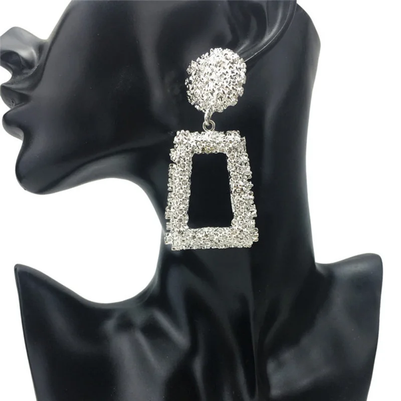 Модные большие Винтажные серьги для женщин золотой цвет геометрический