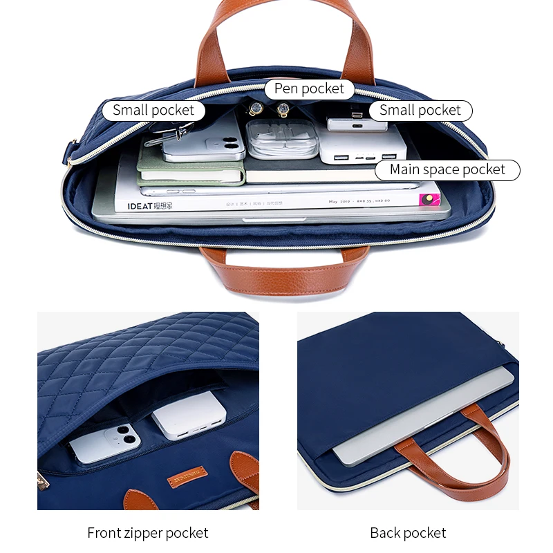 Anti-Shock Briefcase Messenger Bag 14'' Laptop Bag For Women Briefcases Office Business Tote For Document