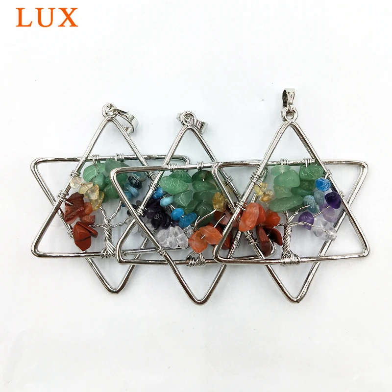 Роскошное ювелирное Дерево жизни проволока обернутый кулон Звезда Давида