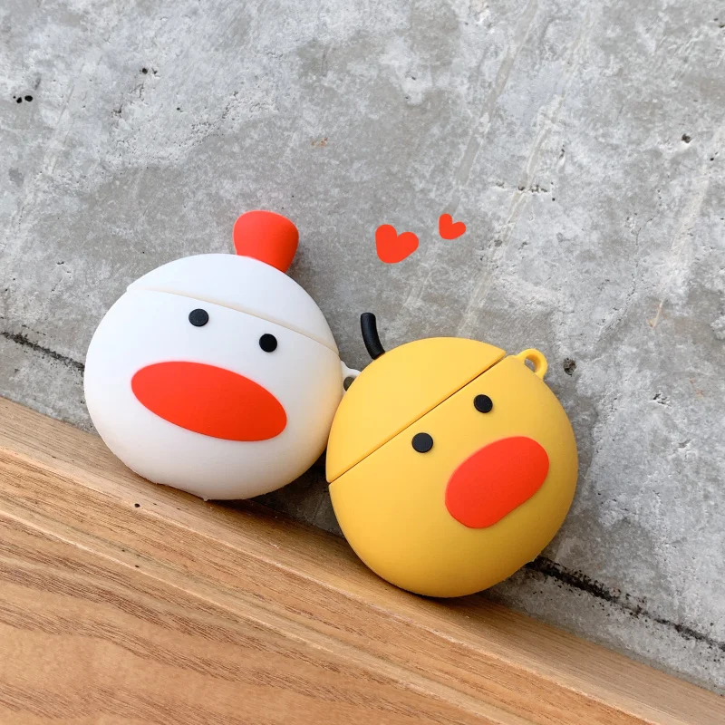 Мультяшный милый цыпленок утенок 3D наушники защитная оболочка для airpods 2 чехол Apple