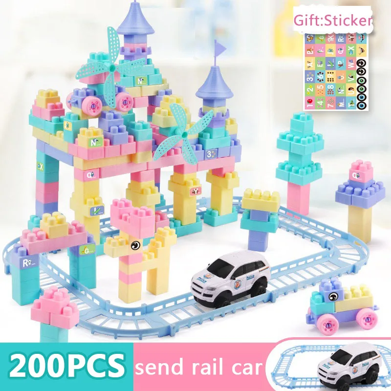 A039-200PCS 100-200 шт, большие частицы, сделай сам, строительные блоки, электрический вагон, большое здание, кирпич, совместимые Развивающие игрушки для детей - Цвет: A039-200PCS