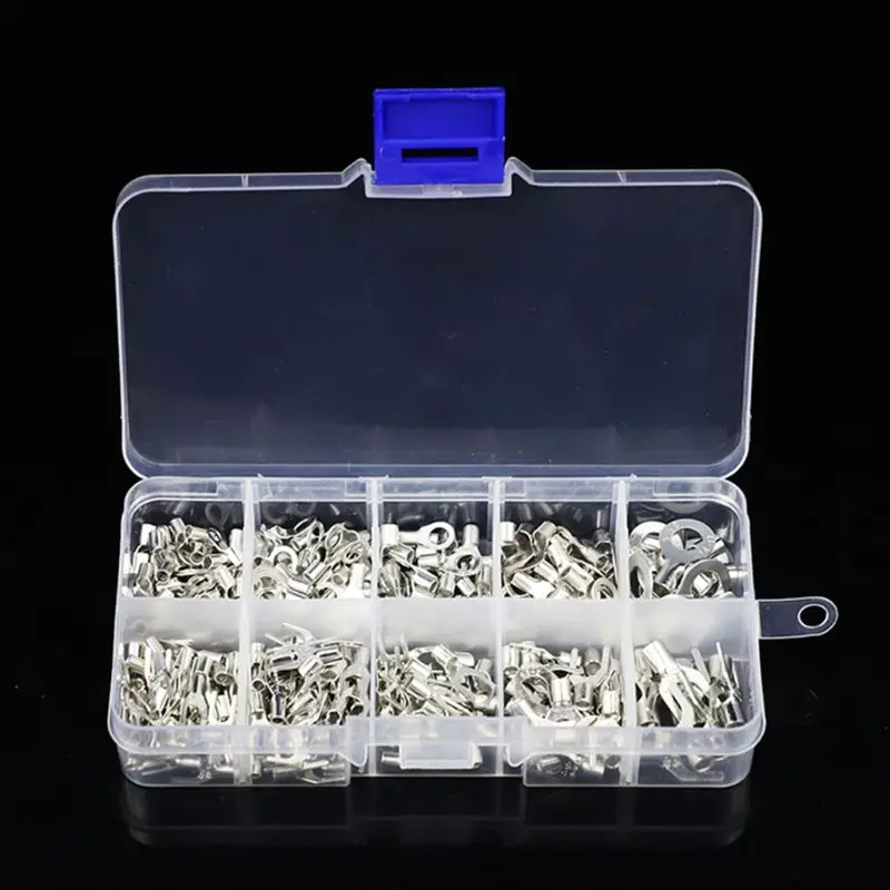 

320Pcs/box Metal Terminals Non-Insulated Ring Fork U-type Brass Terminals Kit