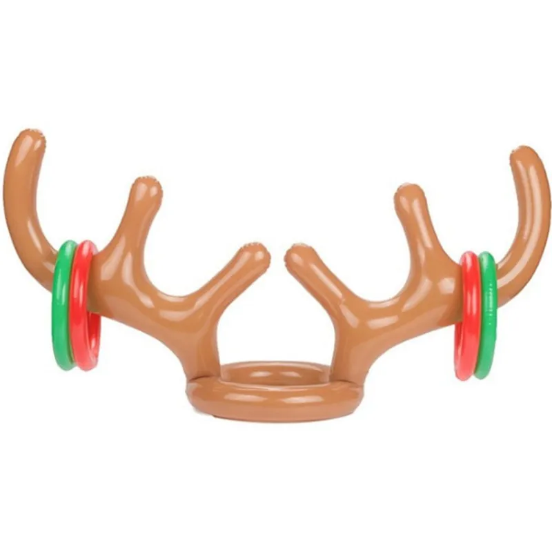 Reindeer Toss Game Inflatable Antler Ring Novelty Toys 1 Antlers 4 Rings for   Party s Navidad Christmas