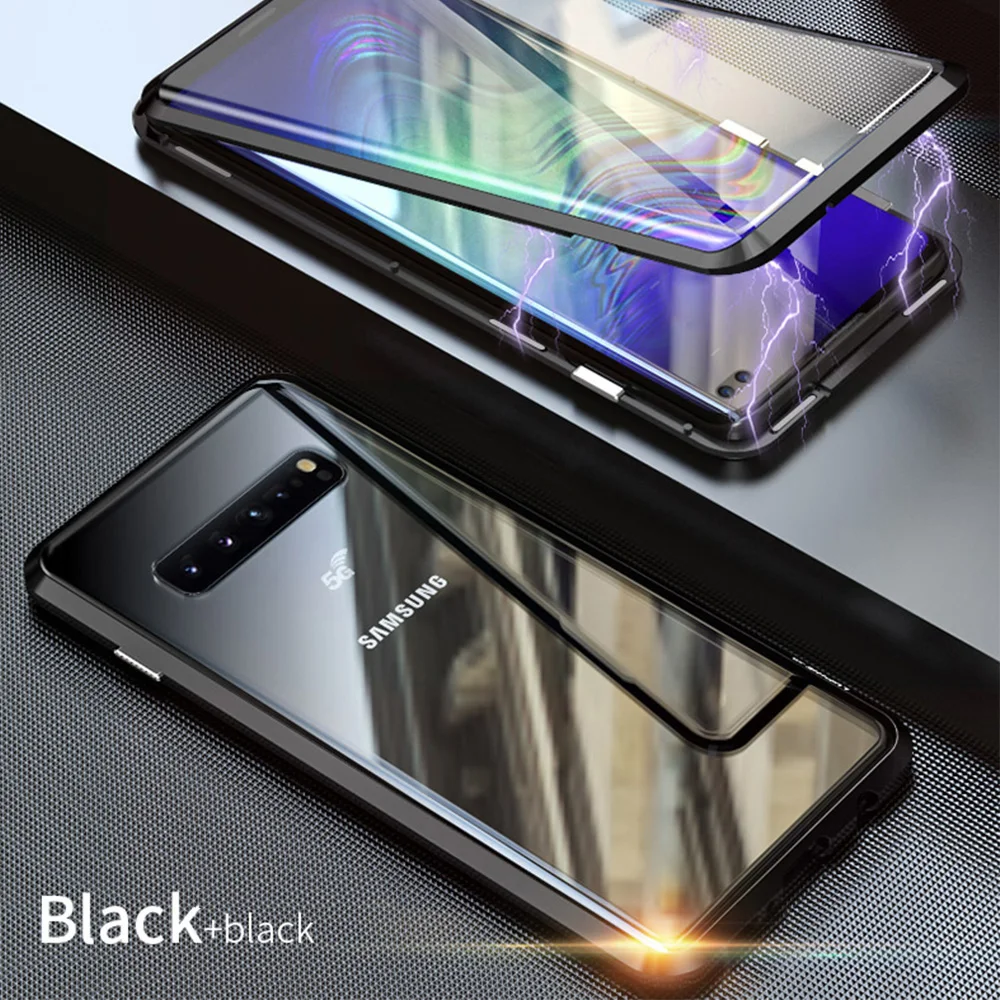 Магнитный чехол Luphie для samsung Galaxy S10 Plus, 5g, S10e, S9, S8, Note 9, 8, Полный Передний+ задний, 9 H, закаленное стекло, Магнитный чехол, чехол
