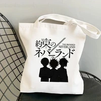 the promise neverland shopping bag handbag jute bag tote bolsas de tela bag bolsas reutilizables woven shoping sacolas