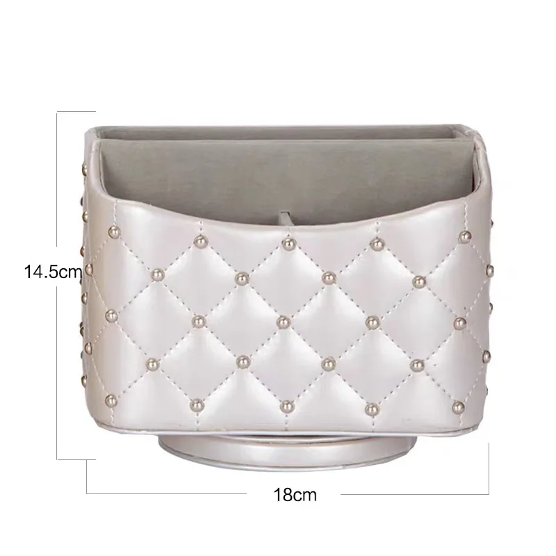 

European style golden PU leather organizer Rotary home/office desktop storage box remote control/key organizations handmade