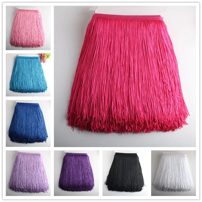 

10 yards 30cm Long Fringe Lace Tassel Polyester Lace Trim Ribbon Latin dance skirt curtain fringes for sewing Lace Ribbon