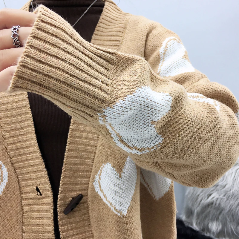 

OllyMurs 2019 Fashion Women Knitted Cardigan Sweater Autumn Winter Ladies Loose Heart Sweaters Coat Tops Long Jumpers Cardigans
