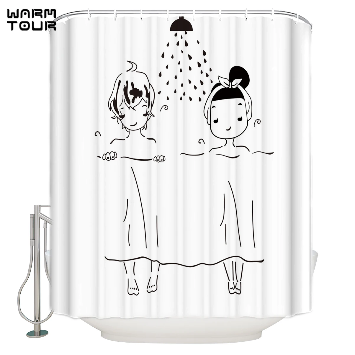 Девушка душ для купания занавес мультфильм Водонепроницаемая занавеска ванной