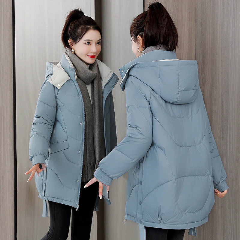 

NEW2021 2021 Winter Women Mid-long Parkas Jackets Casual Thick Warm Hooded Pattern Coat Female Winter Outwear Snowwear Jacket