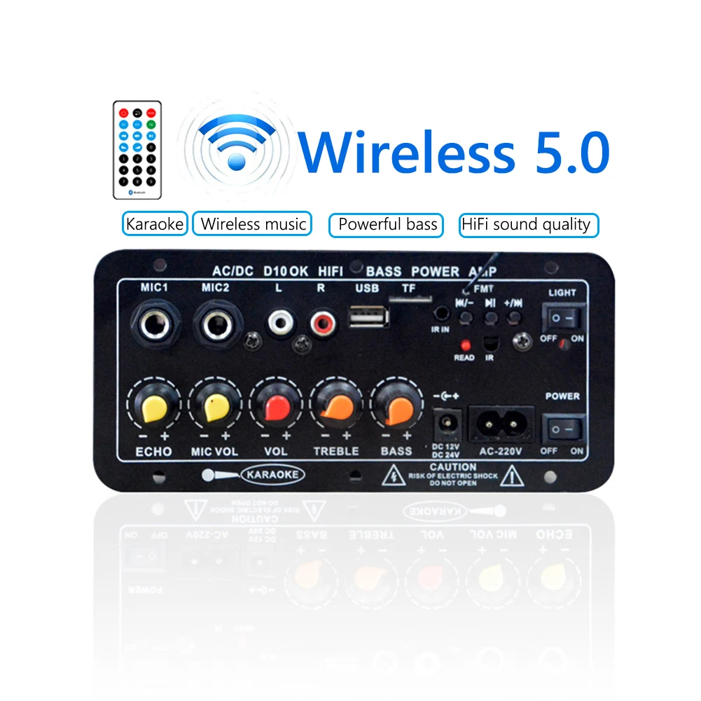 

Цифровой беспроводной стерео усилитель мощности, 220 В переменного тока, 12 В постоянного тока, 24 В, плата, Bluetooth-совместимая аудиоусилитель 5,0 ...