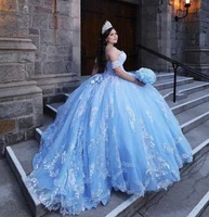 stunning bahama blue quinceanera sweet 16 dresses sequins lace applique strapless lace up remove short sleeve prom ball gowns