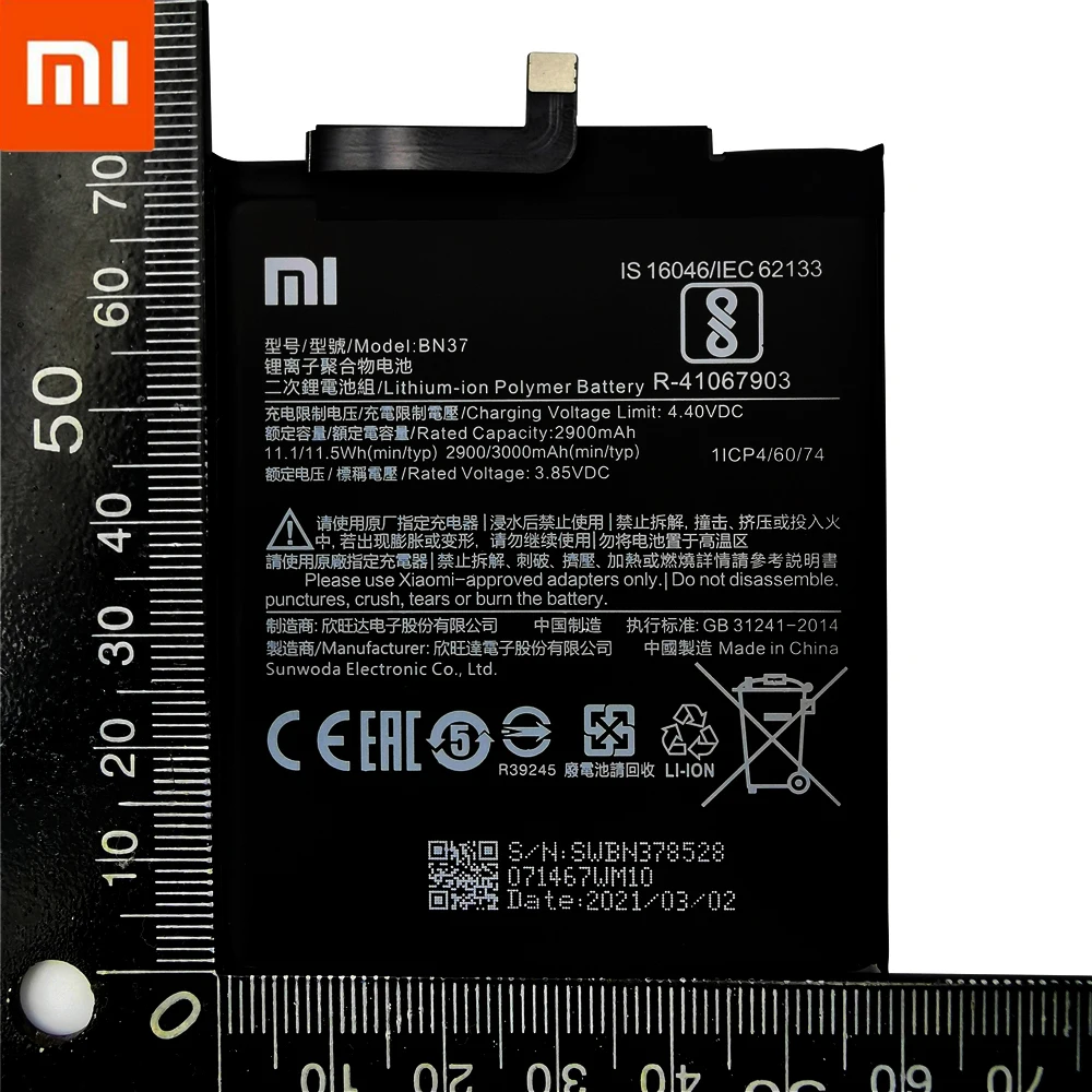 Xiao Mi оригинальная запасная батарея для Xiaomi Redmi6 Redmi 6 6A Redrice BN37 натуральная телефона