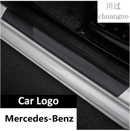

4 шт. автомобиль Накладка порога двери подоконник наклейки для Mercedes-Benz все модели логотип для автомобильного стайлинга крышка