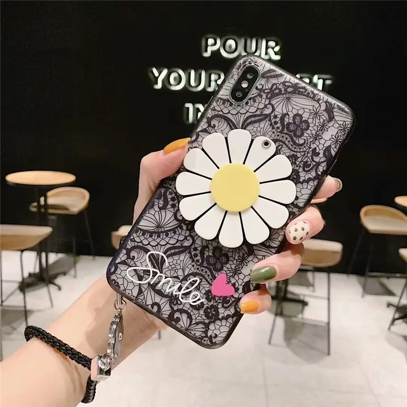 GYKZ 3D кружевной зеркальный чехол с цветком маргаритки для iPhone 7 XS MAX XR X 8 6 6s Plus