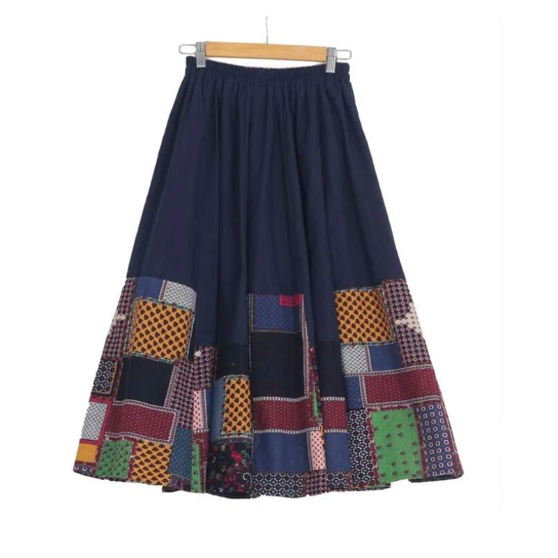 Женская длинная юбка трапециевидной формы с высокой талией винтажная в
