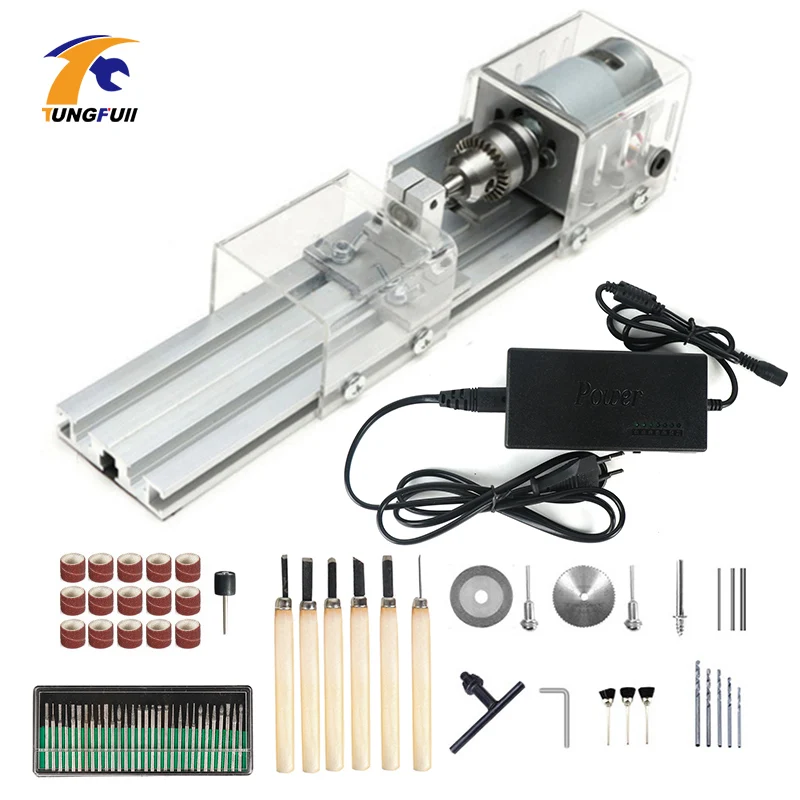 

Mini Beads Machine Miniature Lathe Woodworking DIY Lathe Standard Set Polishing Drill Rotary Tool Buddha Pearl Lathe