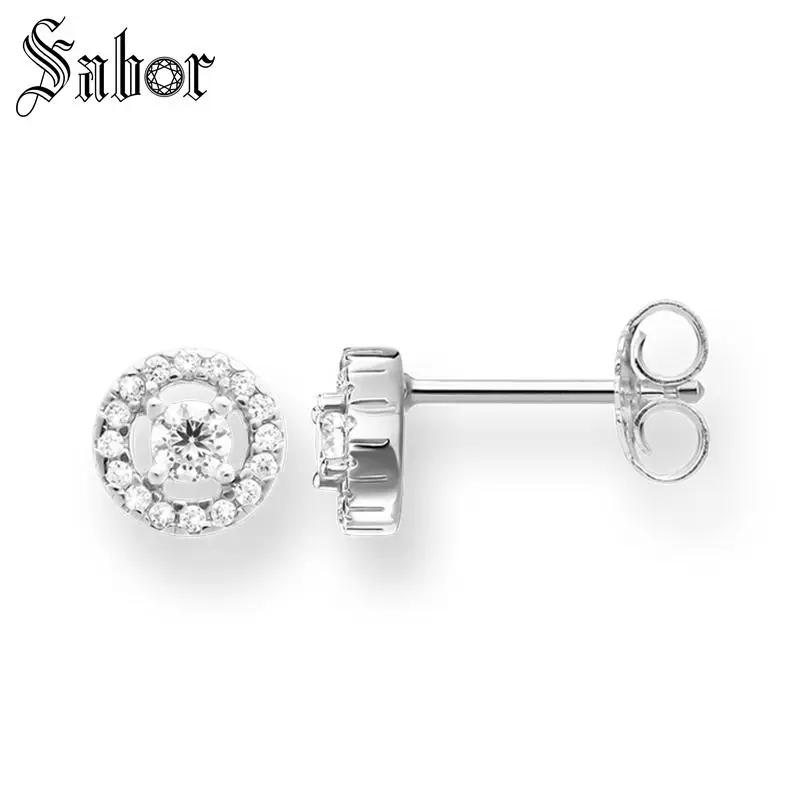 Серьги гвоздики Белый CZ классический подарок для женщин высокое качество серьги