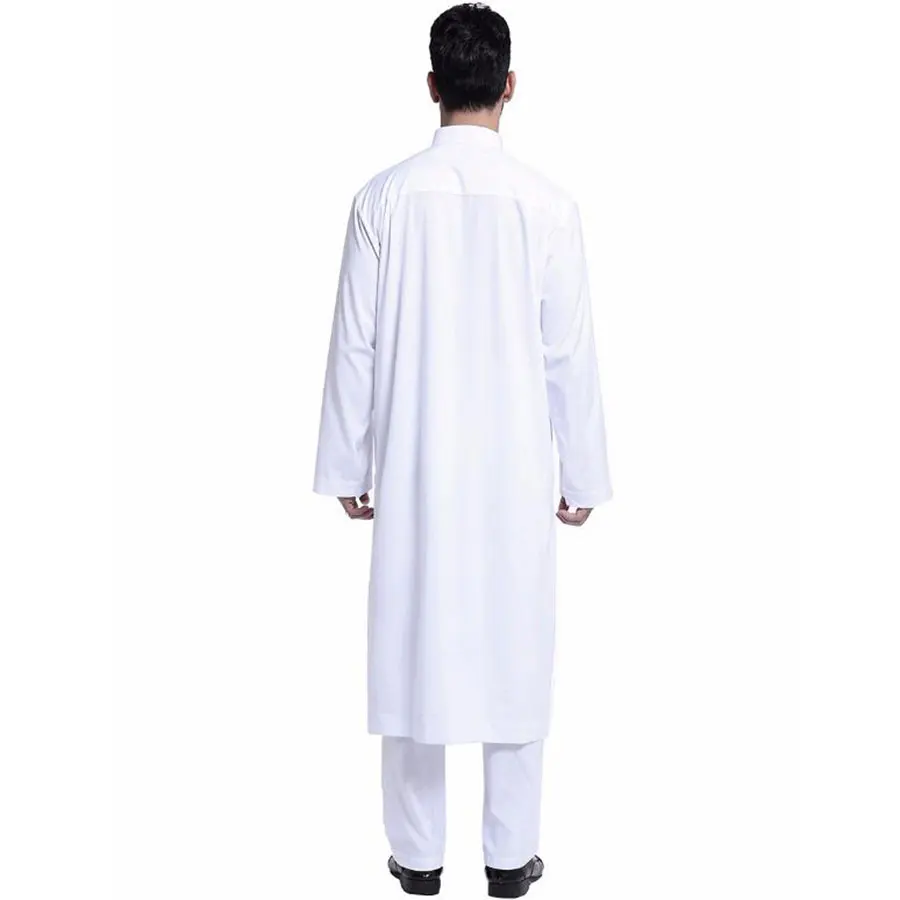 2pcs Saudi Arabia Dubai Pakistan Stand Collar Jubba Thobe Men Casual Long Sleeve Abaya Kaftan Islamic Sets Muslim Clothing Suit
