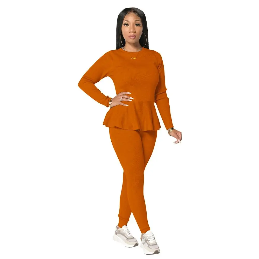 

Fashion Clubwear Women Sets Autumn Long Sleeve Both Sides Wear Drawstring Pleated Ruffles Sexy Tops Pencil Pants Tracksuit Party