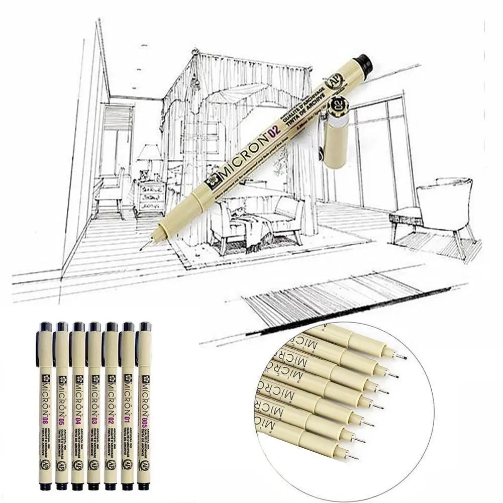 Женская игла водонепроницаемая черная ручка для рисования Модель 005 05 04 03 08 01