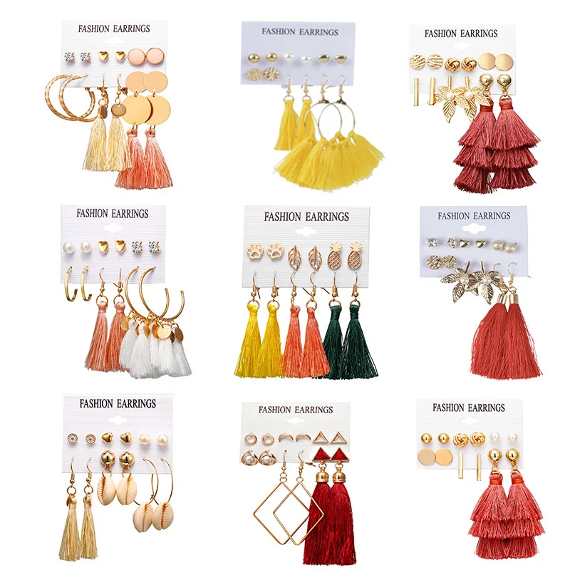 

Europe and America fashion tassel earrings for women 2021 trend exaggerated earring ornaments hot style long earrings suit jewel