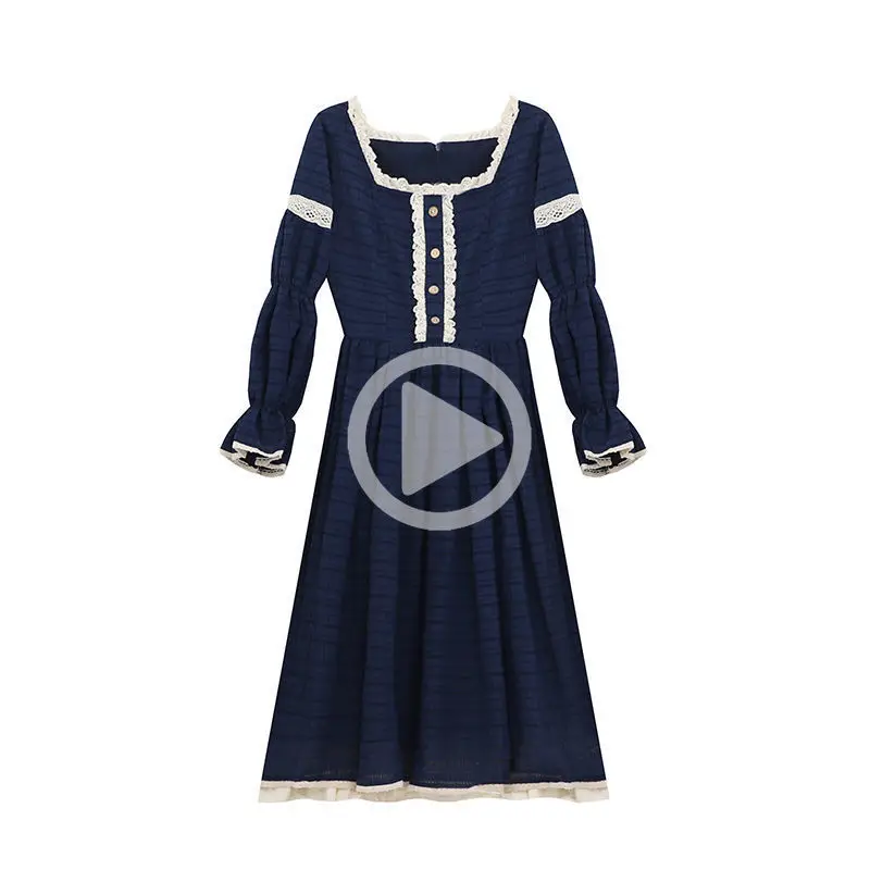 

Sweet Lolita Dress Women Autumn Elegant Patchwork Party Midi Dress Female Korean Japan Style kawaii Fall Dresses for Women 2021