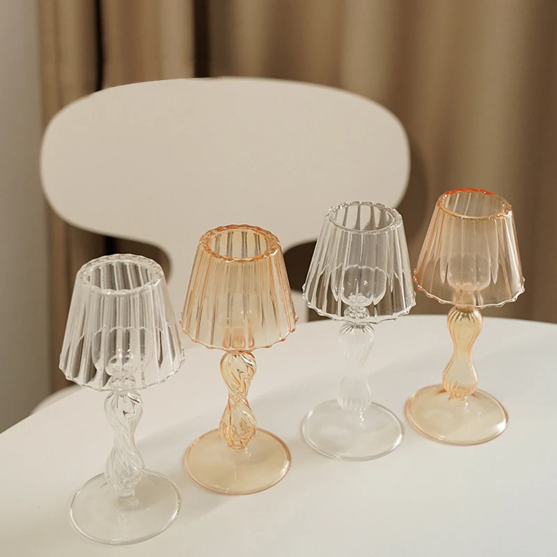 Ретро Настольная лампа в форме полосы стеклянный подсвечник романтическое