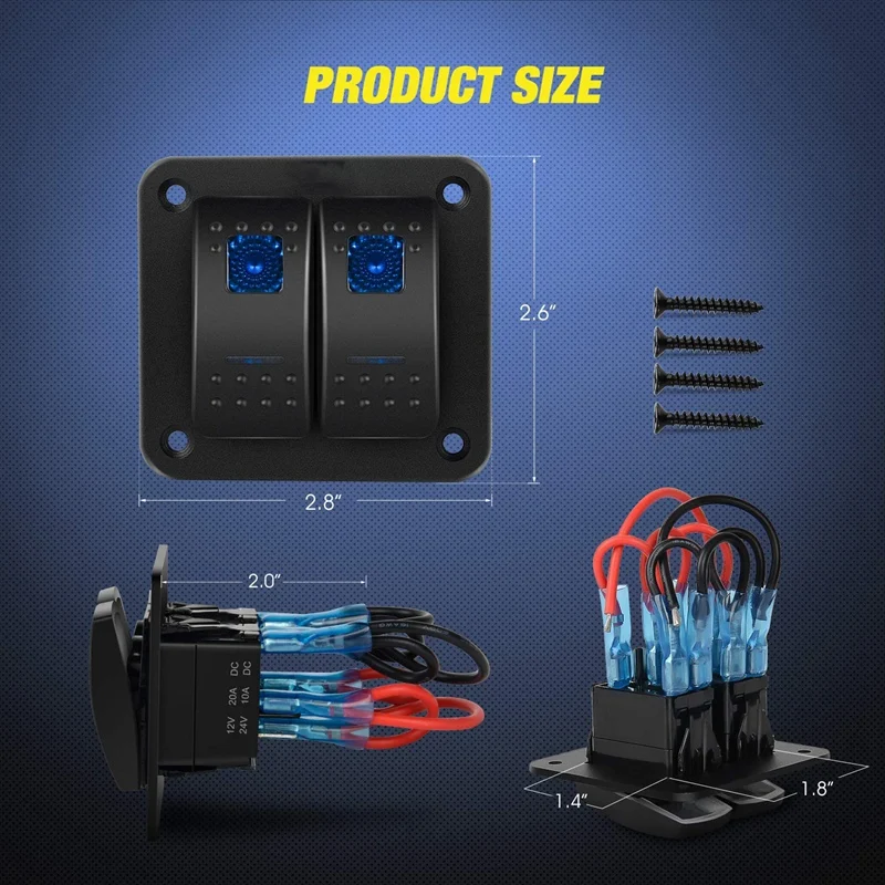 2 Gang Панель тумблер 5 контактный вкл/выкл предварительно смонтированный кулисный