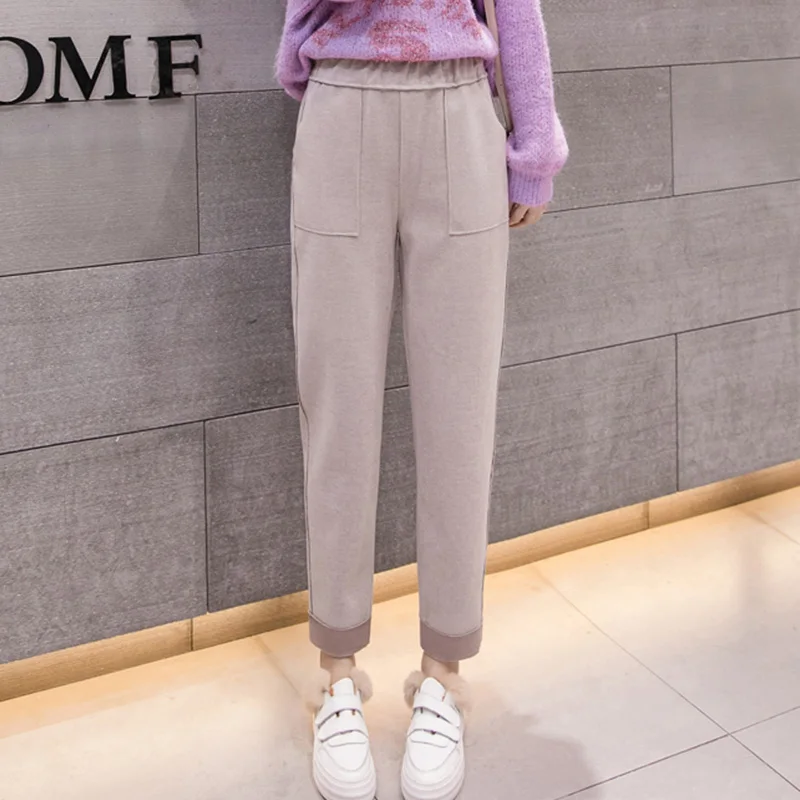 Женские шерстяные брюки Осень зима 2019 женские повседневные штаны с эластичной