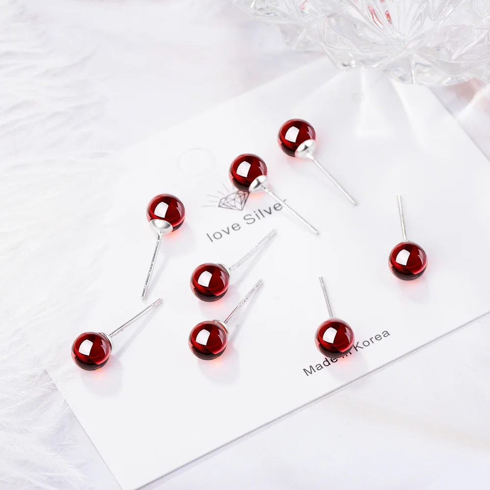 

Natural red garnet ear studs