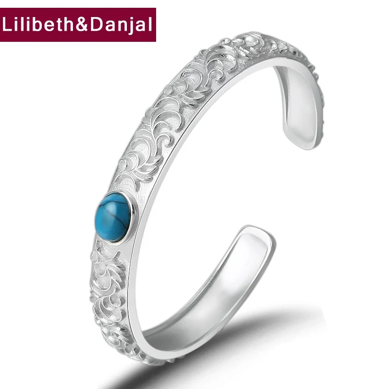 

Женский и мужской браслет из серебра 925 пробы с инкрустацией синей бирюзой