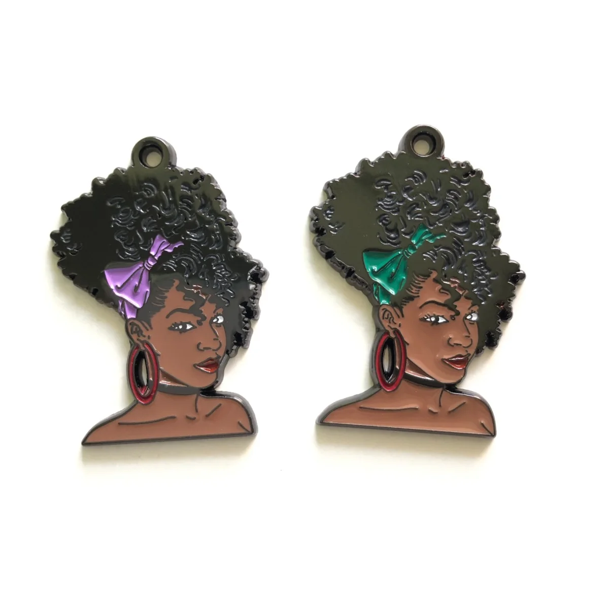 

5pcs Afro American African Black Girl Enamel Charms for Women Bracelets Making DIY Jewelry Necklace Keychain Pendants Wholesale
