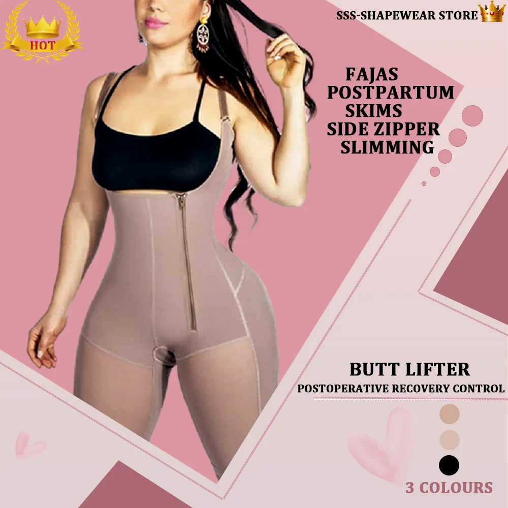 

Fajas Postpartum Skims Tummy Control Recovery Compression Shapewear Garment Side Zipper Slimming Sheath Woman Flat Belly