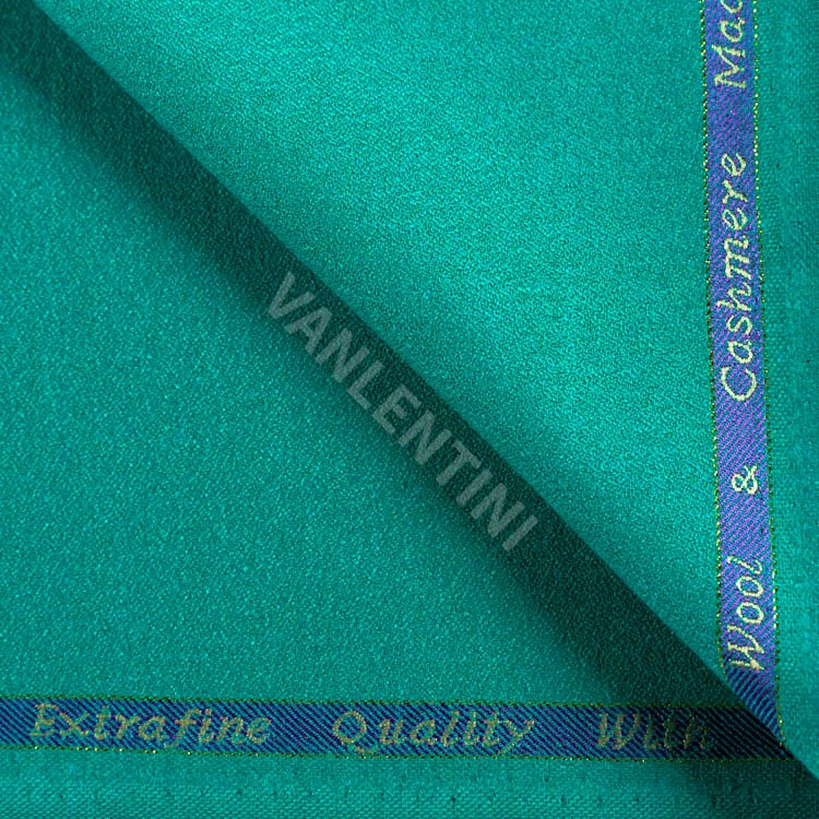 

50% Wool Crepe Style Teal Color Worsted Wool Fabric